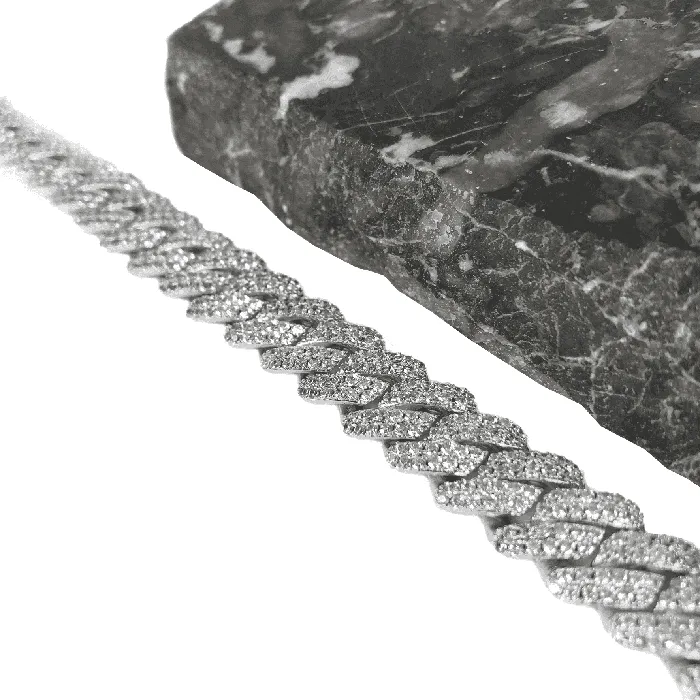 Bracelets VVS Jewelry VVS Jewelry 12MM White Gold Prong Cuban Bracelet