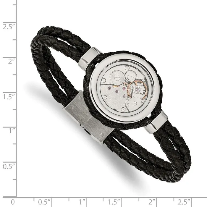 Chisel Bracelets Stainless Steel Brushed Polished Yellow IP wCZ Leather 85in Bracelet Chisel Bracelets Stainless Steel Brushed Polished Yellow IP wCZ Leather 85in Bracelet