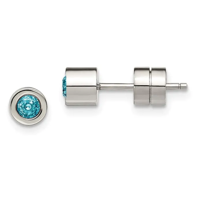 Chisel Stainless Steel CZ March Birthstone Polished Post Earrings Earrings Chisel Stainless Steel CZ March Birthstone Polished Post Earrings Earrings