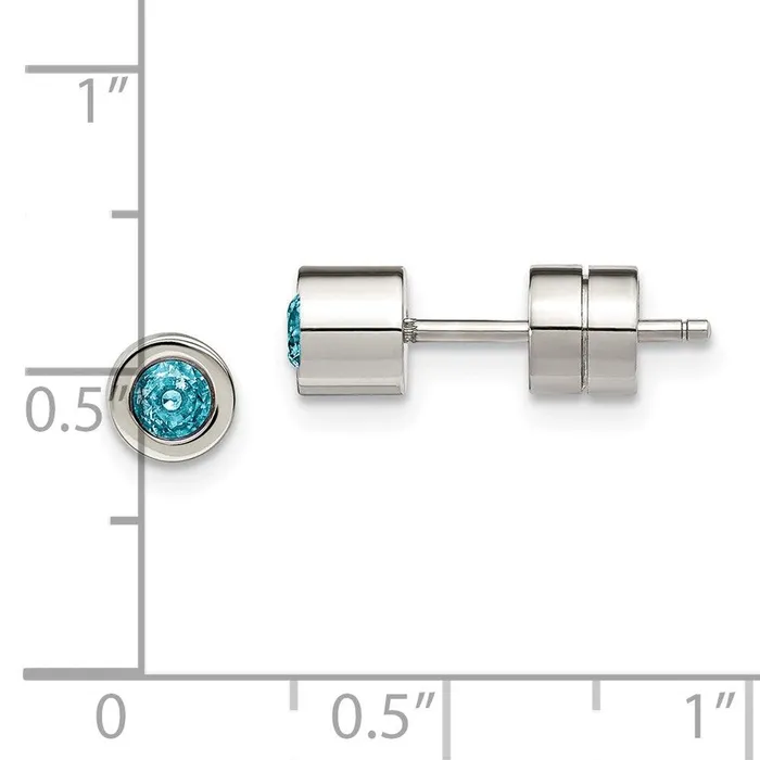 Chisel Stainless Steel CZ March Birthstone Polished Post Earrings Earrings Chisel Stainless Steel CZ March Birthstone Polished Post Earrings Earrings