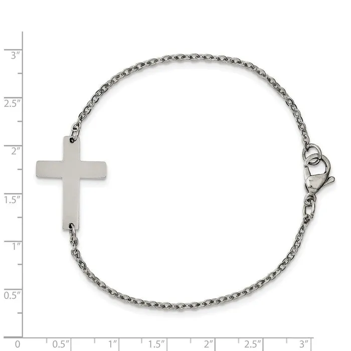 Chisel Stainless Steel Polished Sideways Cross 725in Bracelet Bracelets