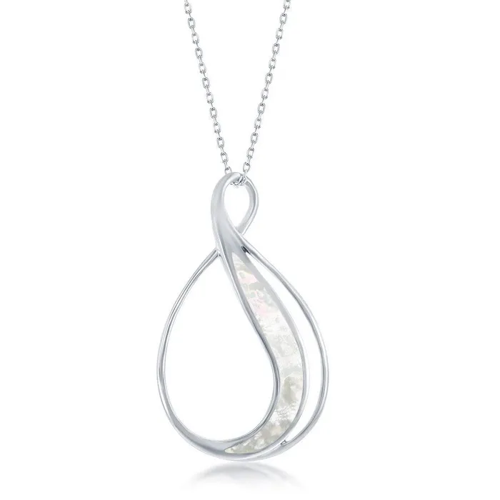 Classic Necklaces Sterling Silver White MOP Pear Shaped Pendant