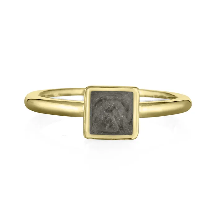 closebymejewelry Rings Dainty Square Cremation Ring in 14K Yellow Gold
