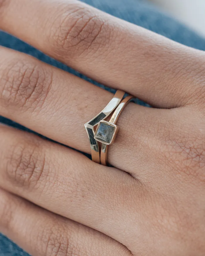 closebymejewelry Rings Dainty Square Cremation Ring in 14K Yellow Gold