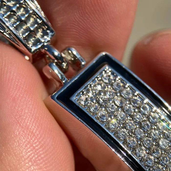Cross Iced Pendant Flooded Silver Tone Black Trim Bling Cartel Necklaces