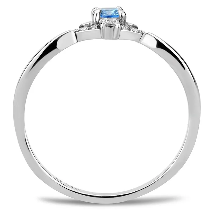 DA120 High polished no plating Stainless Steel Ring with AAA Grade CZ in Sea Blue Alamode Rings