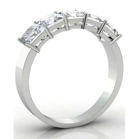 deBebians 200cttw Shared Prong Princess Cut GIA Certified Diamond Five Stone Ring Rings