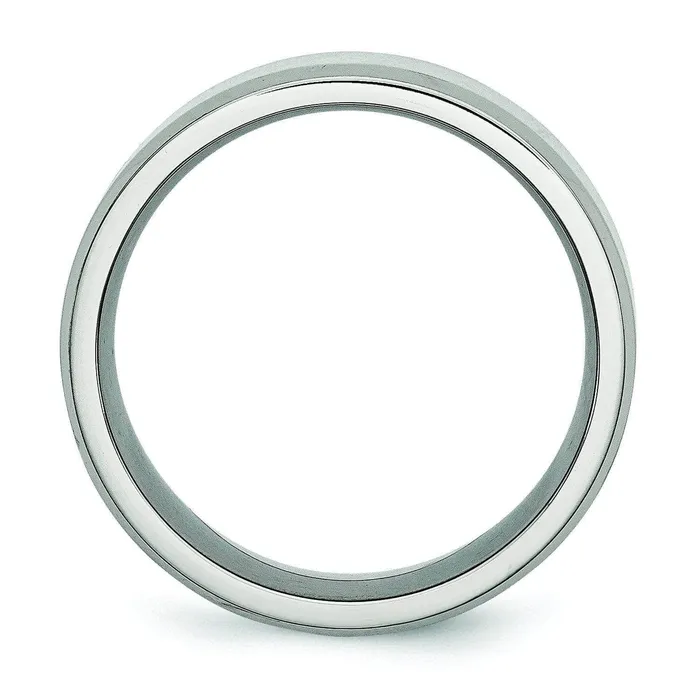 deBebians Rings 8mm Polished Titanium Wedding Ring with Beveled Edges