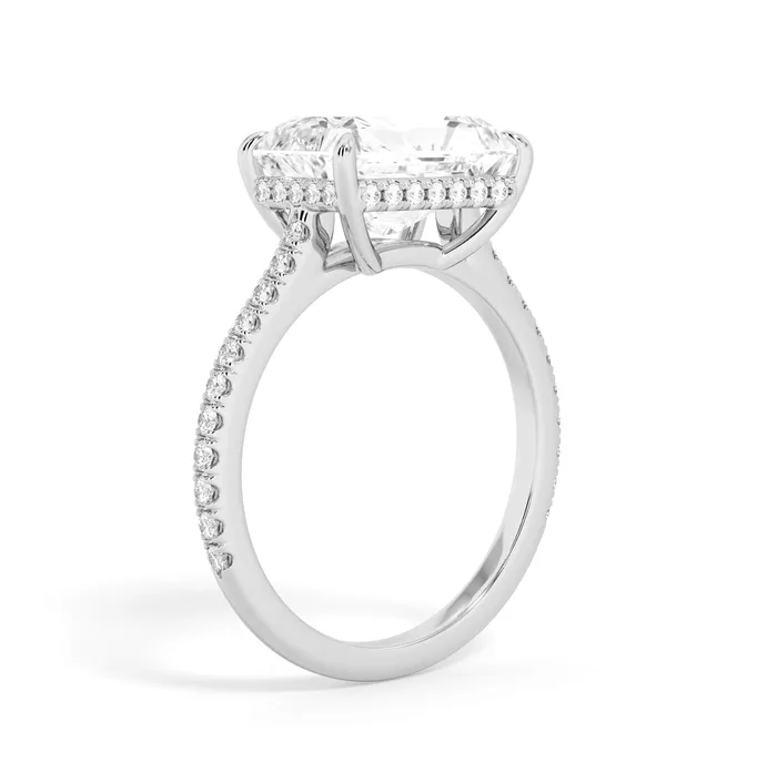 deBebians Rings EastWest Diamond Half Eternity Hidden Halo Engagement Ring Setting