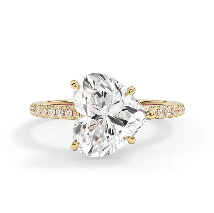 deBebians Rings EastWest Diamond Half Eternity Hidden Halo Engagement Ring Setting