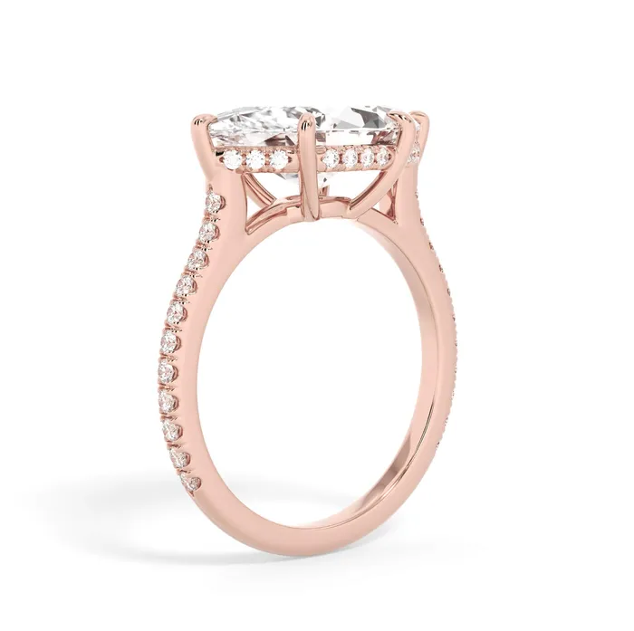 deBebians Rings EastWest Diamond Half Eternity Hidden Halo Engagement Ring Setting