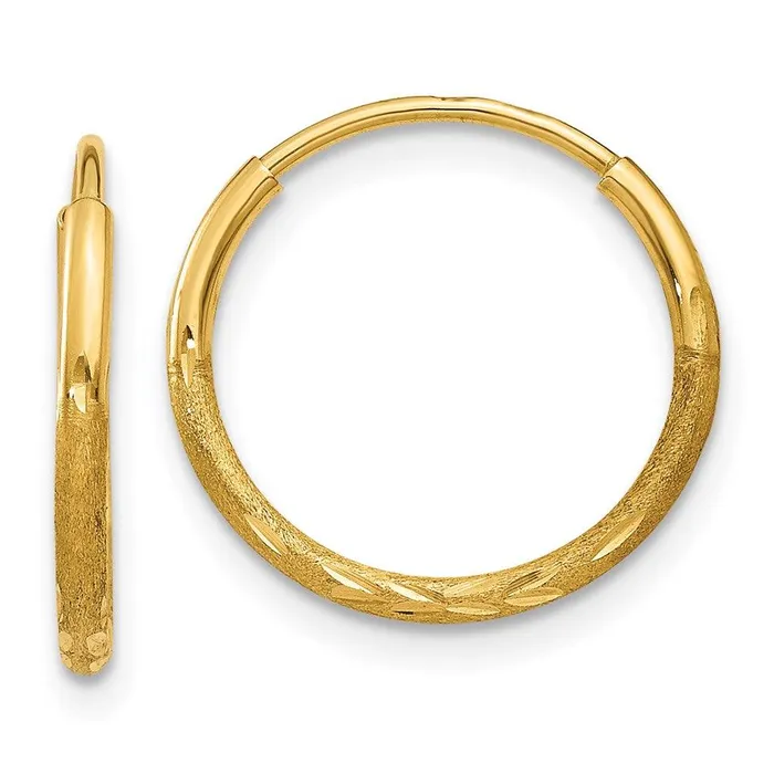 Earrings 14k 125mm Diamondcut Endless Hoop Earring Jewelry