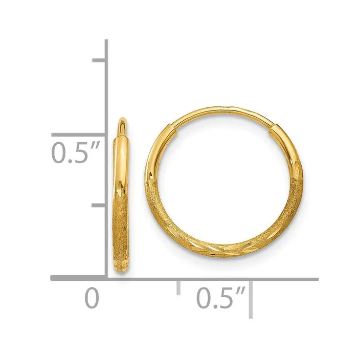 Earrings 14k 125mm Diamondcut Endless Hoop Earring Jewelry Earrings 14k 125mm Diamondcut Endless Hoop Earring Jewelry