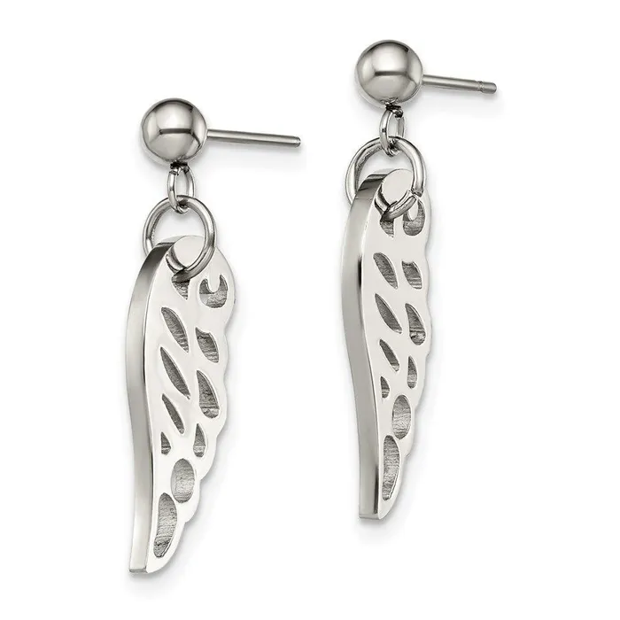 Earrings Chisel Stainless Steel Polished Wing Post Dangle Earrings Earrings Chisel Stainless Steel Polished Wing Post Dangle Earrings
