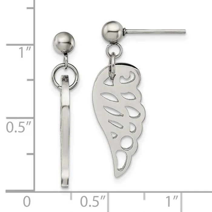Earrings Chisel Stainless Steel Polished Wing Post Dangle Earrings Earrings Chisel Stainless Steel Polished Wing Post Dangle Earrings
