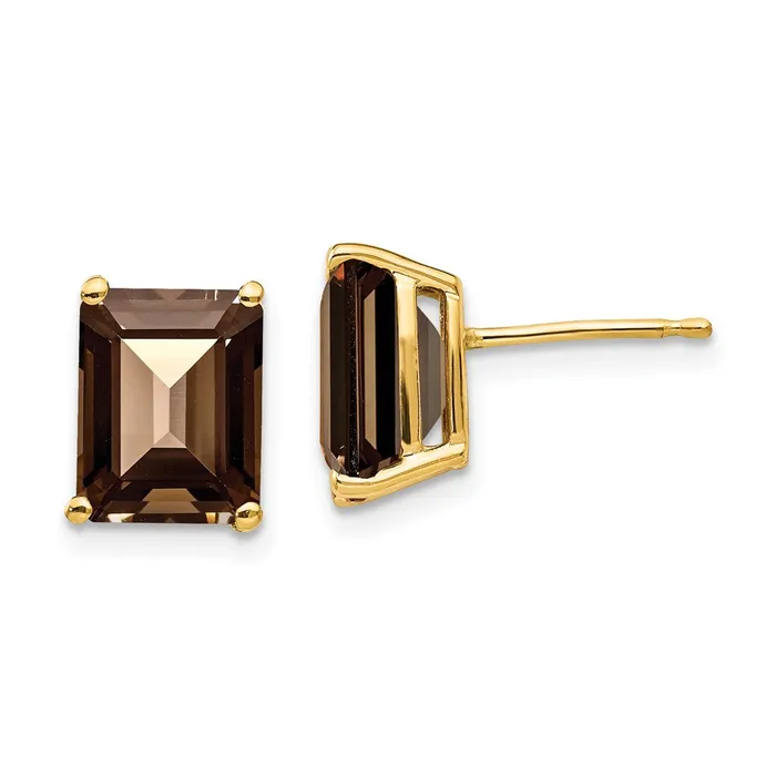Earrings Jewelry 14k 9x7 Emerald Smoky Quartz Earrings