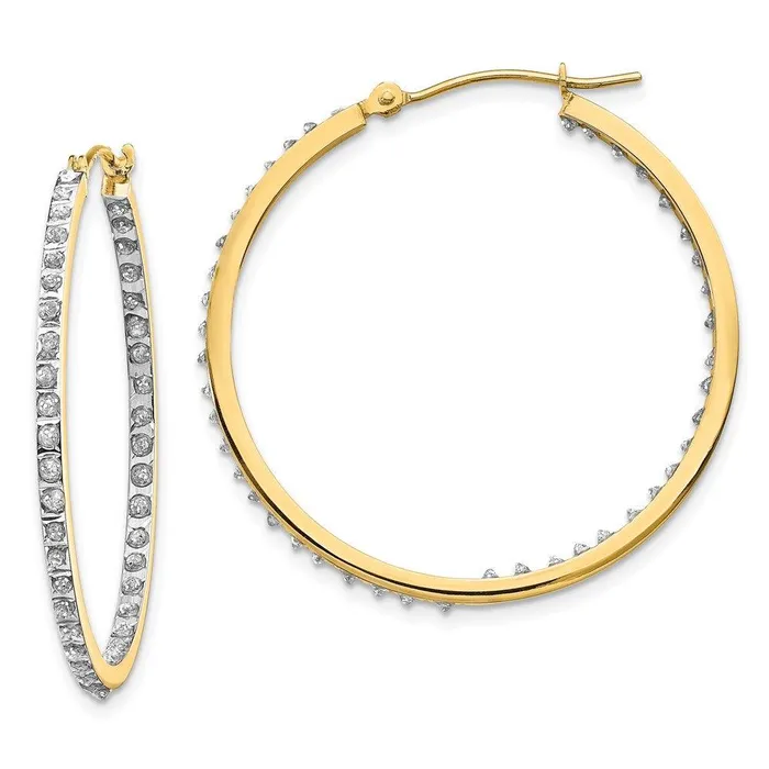 Earrings Jewelry 14k Diamond Fascination Round Hinged Hoop Earrings