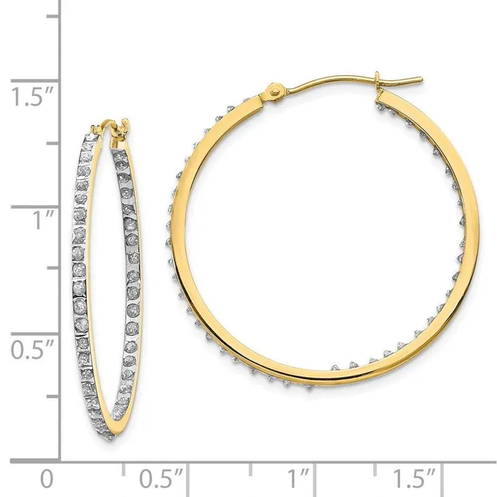 Earrings Jewelry 14k Diamond Fascination Round Hinged Hoop Earrings Earrings Jewelry 14k Diamond Fascination Round Hinged Hoop Earrings