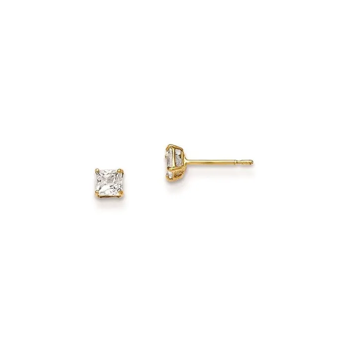 Earrings Jewelry Madi K Kids 14k 3mm Square CZ Basket Set Stud Earrings