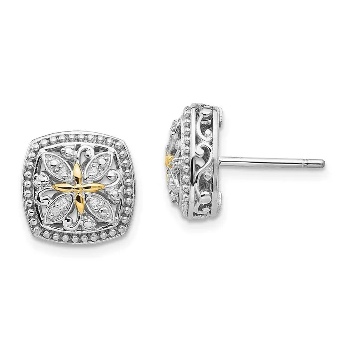 Earrings Jewelry Sterling Silver w14k Diamond Post Earrings