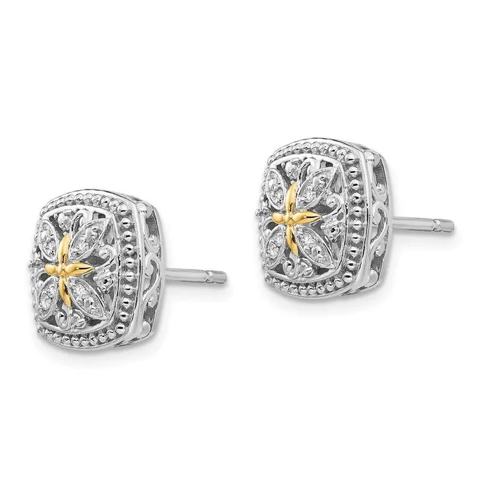 Earrings Jewelry Sterling Silver w14k Diamond Post Earrings Earrings Jewelry Sterling Silver w14k Diamond Post Earrings