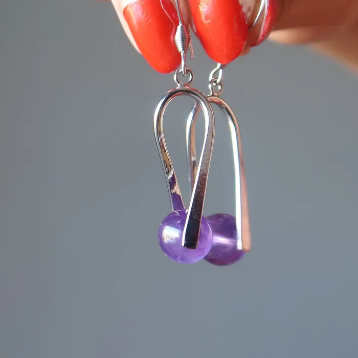 Earrings Satin Crystals Amethyst Earrings Spiritual Frequencies Tuning Fork Purple Crystal