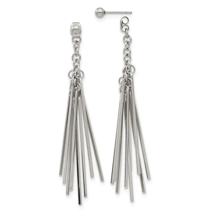 Earrings Stainless Steel Polished Multi Bar Front Back Post Dangle Earrings Chisel Earrings Stainless Steel Polished Multi Bar Front Back Post Dangle Earrings Chisel