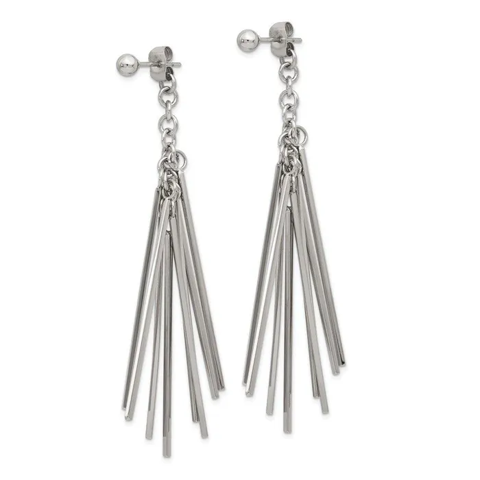 Earrings Stainless Steel Polished Multi Bar Front Back Post Dangle Earrings Chisel Earrings Stainless Steel Polished Multi Bar Front Back Post Dangle Earrings Chisel
