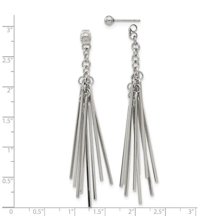 Earrings Stainless Steel Polished Multi Bar Front Back Post Dangle Earrings Chisel Earrings Stainless Steel Polished Multi Bar Front Back Post Dangle Earrings Chisel