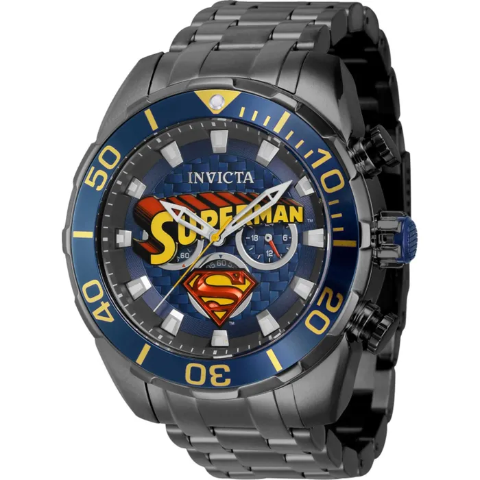 Invicta Invicta Mens Watch DC Comics Superman Gunmetal Stainless Steel Bracelet 43558 Bracelets