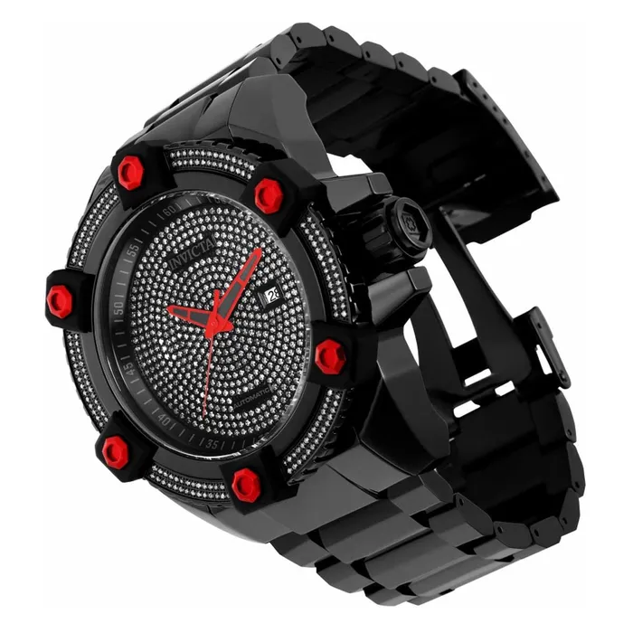 Invicta Mens Automatic Watch Pro Diver Diamond Pave Dial Black SS Bracelet 34187 Invicta Bracelets