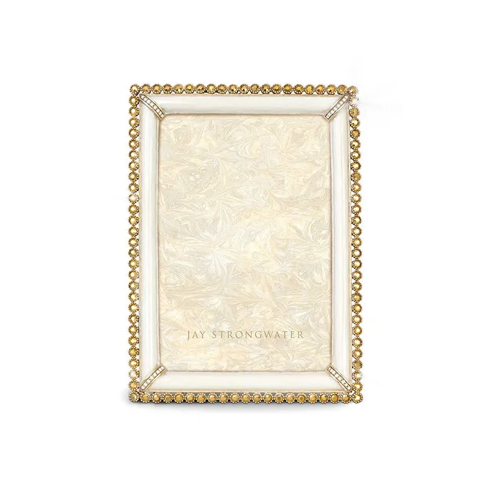 Jay Strongwater Earrings Jay Strongwater Lorraine Stone Edge 4 x 6 Frame Gold