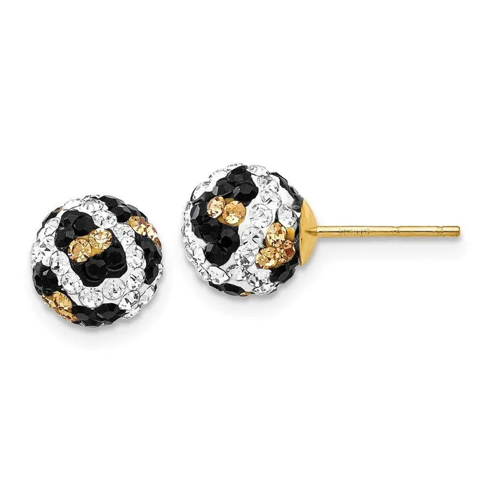 Jewelry 14k Crystal Leopard White Black Yellow 8mm Post Earrings Earrings