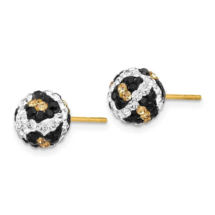 Jewelry 14k Crystal Leopard White Black Yellow 8mm Post Earrings Earrings Jewelry 14k Crystal Leopard White Black Yellow 8mm Post Earrings Earrings