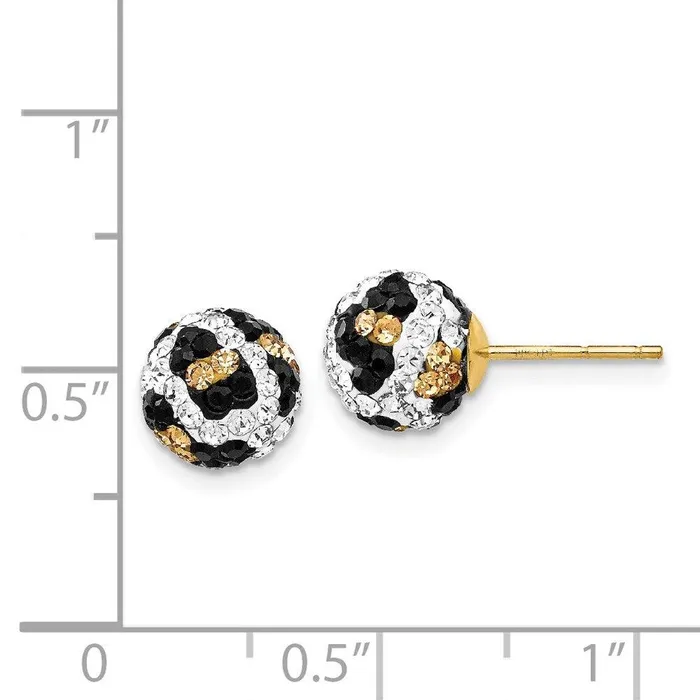 Jewelry 14k Crystal Leopard White Black Yellow 8mm Post Earrings Earrings Jewelry 14k Crystal Leopard White Black Yellow 8mm Post Earrings Earrings