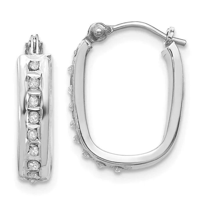 Jewelry Earrings 14k White Gold Diamond Fascination Squared Hinged Hoop Earrings Jewelry Earrings 14k White Gold Diamond Fascination Squared Hinged Hoop Earrings