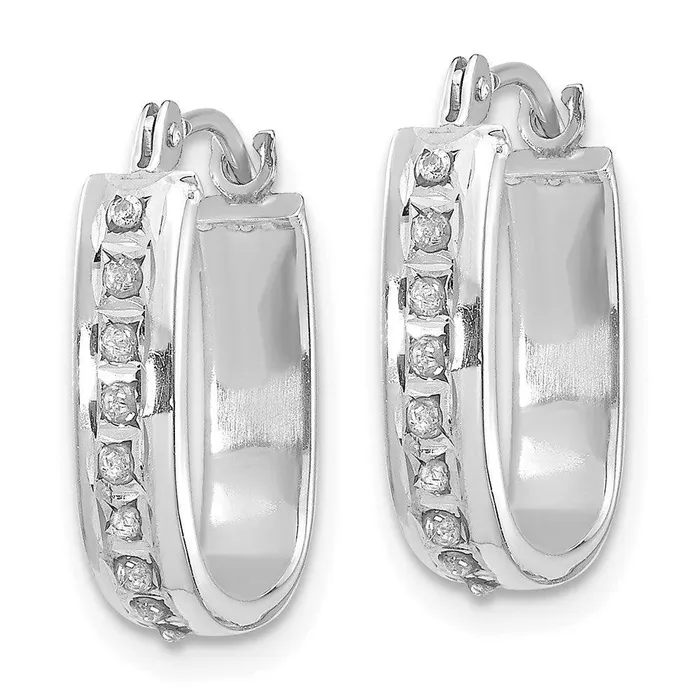Jewelry Earrings 14k White Gold Diamond Fascination Squared Hinged Hoop Earrings Jewelry Earrings 14k White Gold Diamond Fascination Squared Hinged Hoop Earrings
