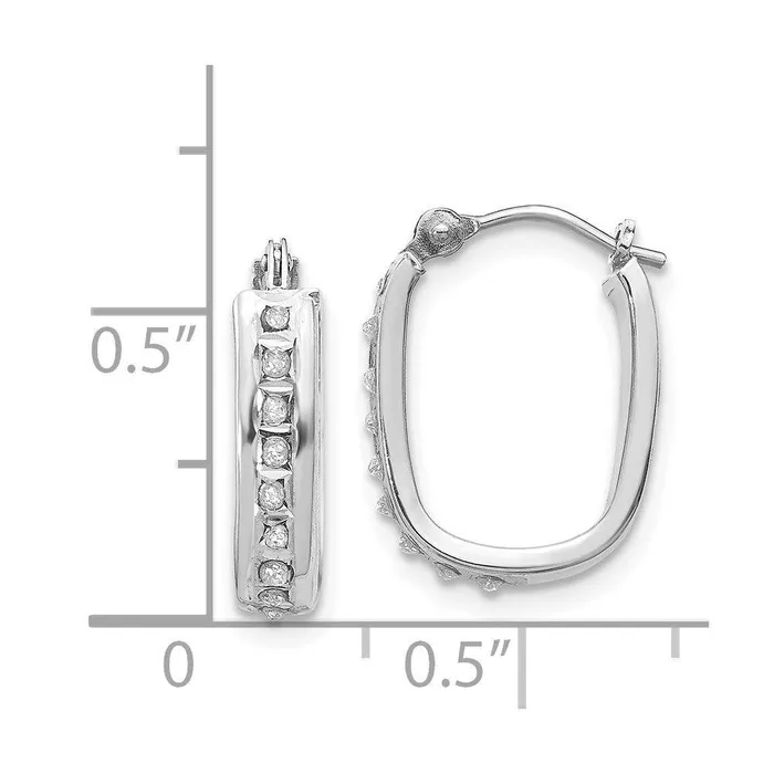 Jewelry Earrings 14k White Gold Diamond Fascination Squared Hinged Hoop Earrings Jewelry Earrings 14k White Gold Diamond Fascination Squared Hinged Hoop Earrings