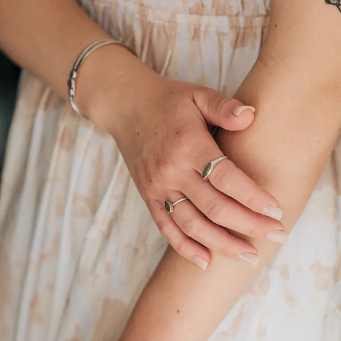 Lateral Marquise Signet Cremation Ring in Sterling Silver closebymejewelry Rings