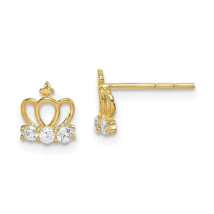 Madi K Kids 14k CZ Crown Post Earrings Jewelry Earrings