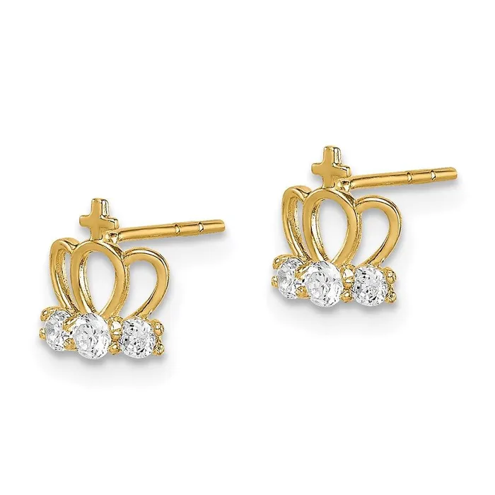 Madi K Kids 14k CZ Crown Post Earrings Jewelry Earrings Madi K Kids 14k CZ Crown Post Earrings Jewelry Earrings