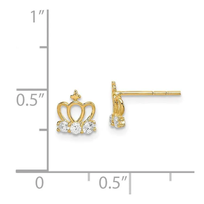 Madi K Kids 14k CZ Crown Post Earrings Jewelry Earrings Madi K Kids 14k CZ Crown Post Earrings Jewelry Earrings