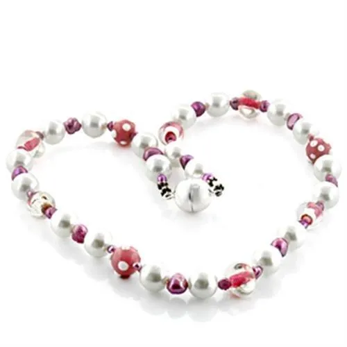 Necklaces Alamode LO746 Brass Necklace with Synthetic Pearl in Multi Color
