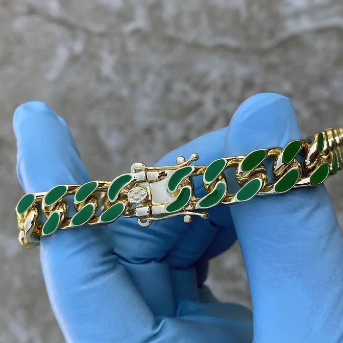 Necklaces Bling Cartel Admin 14K Gold Plated 20 Green Cuban Link Chain Necklace