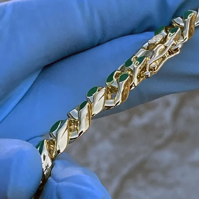 Necklaces Bling Cartel Admin 14K Gold Plated 20 Green Cuban Link Chain Necklace