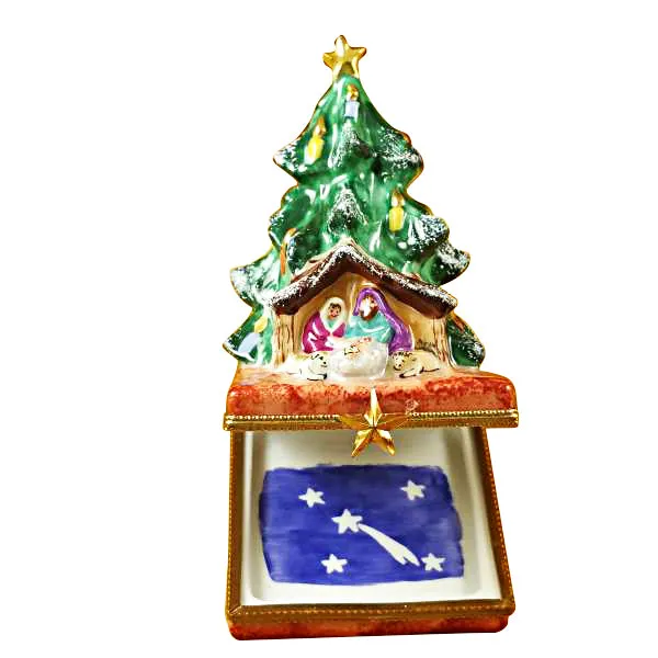 Necklaces Limoges Imports Tree with Manger Limoges Box