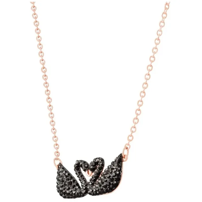 Necklaces Swarovski Swarovski Womens Necklace Iconic Swan Double Black Crystal Rose Gold 5296468