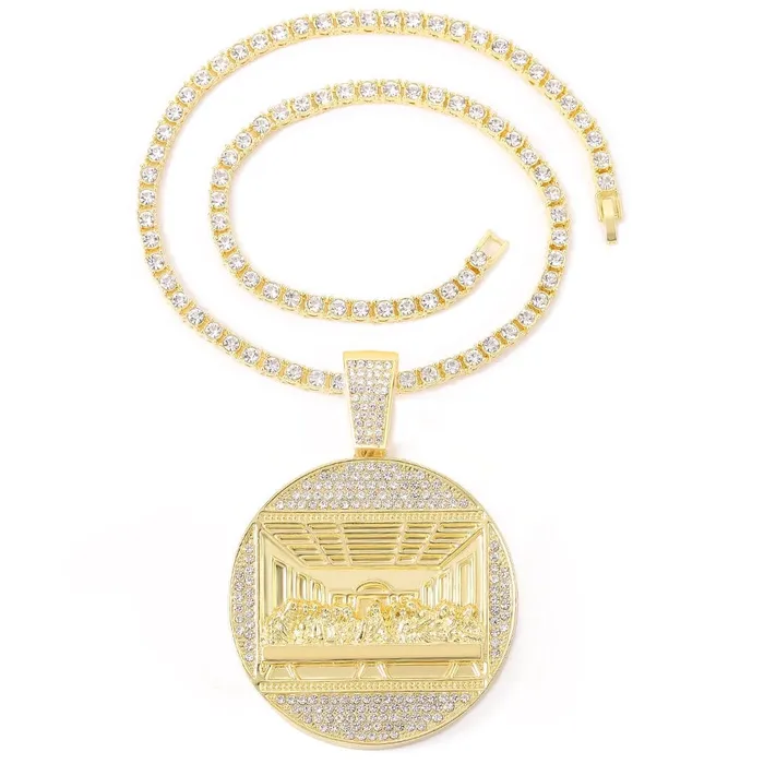 Necklaces VVS Jewelry Iced Out Last Supper Pendant Cuban Necklace