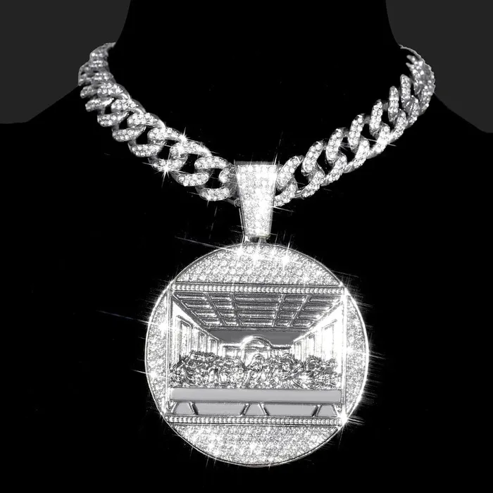 Necklaces VVS Jewelry Iced Out Last Supper Pendant Cuban Necklace