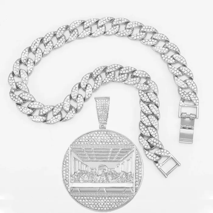 Necklaces VVS Jewelry Iced Out Last Supper Pendant Cuban Necklace